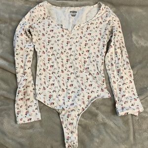 Long Sleeve Flowery Bodysuit